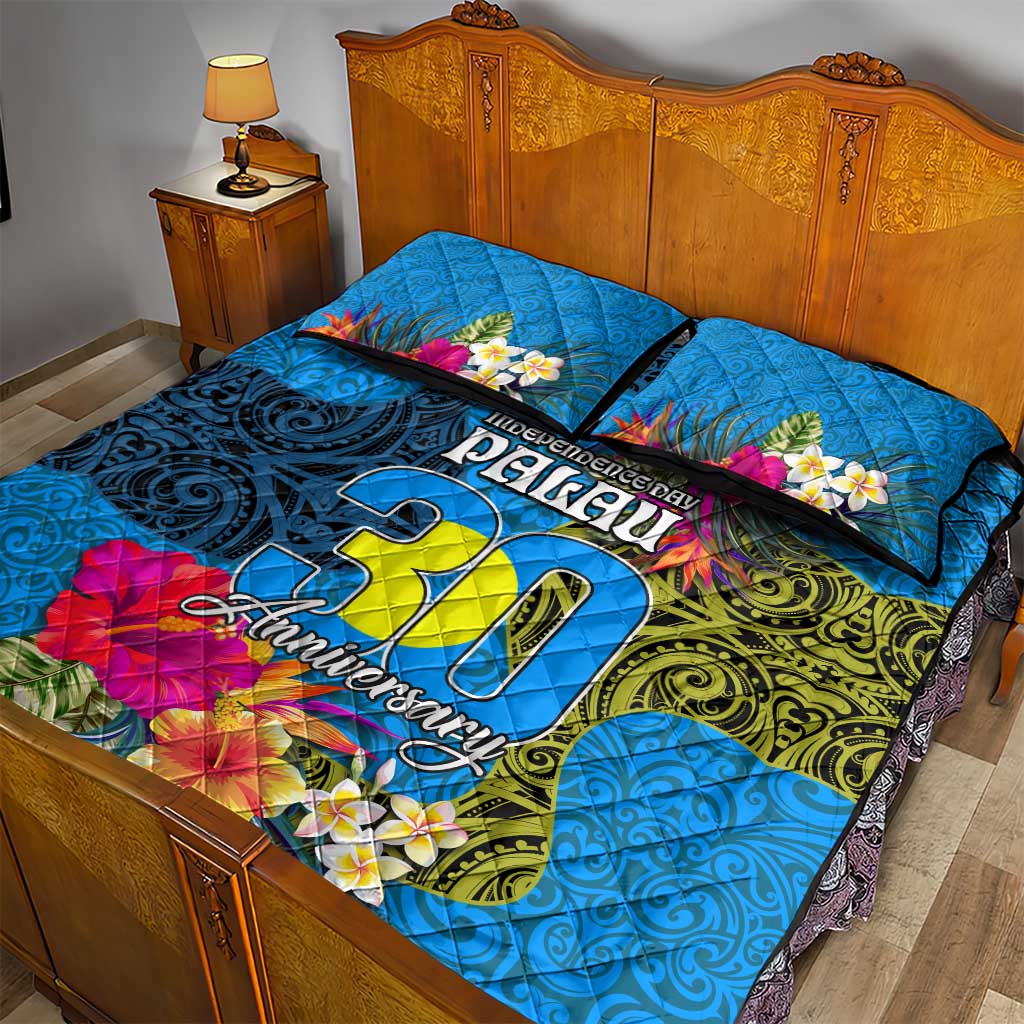 Palau Independence Day Quilt Bed Set 1st October 30th Anniversary Polynesian Jungle Flower LT03 - Polynesian Pride