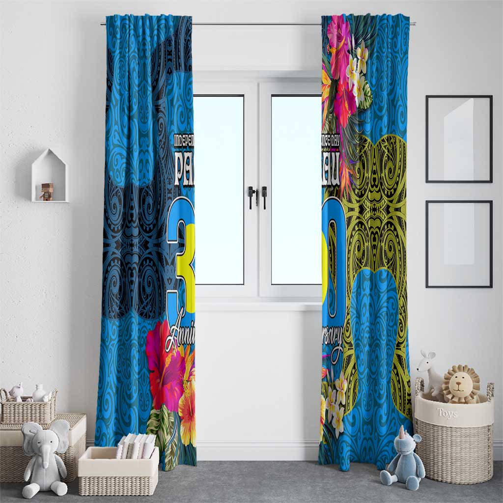 Palau Independence Day Window Curtain 1st October 30th Anniversary Polynesian Jungle Flower LT03 - Polynesian Pride