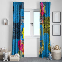 Palau Independence Day Window Curtain 1st October 30th Anniversary Polynesian Jungle Flower LT03 - Polynesian Pride