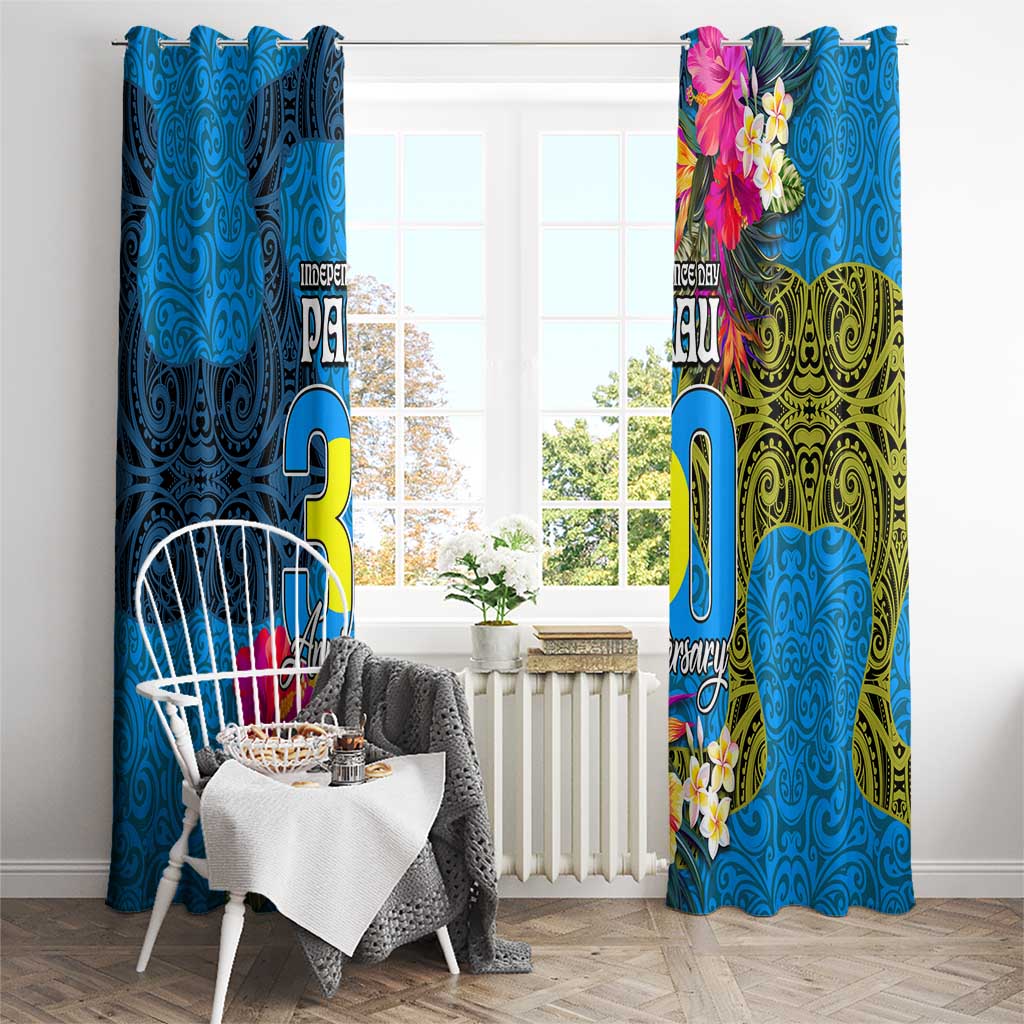 Palau Independence Day Window Curtain 1st October 30th Anniversary Polynesian Jungle Flower LT03 - Polynesian Pride