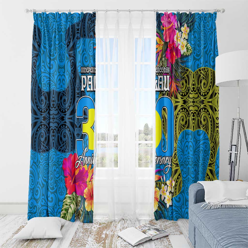 Palau Independence Day Window Curtain 1st October 30th Anniversary Polynesian Jungle Flower LT03 - Polynesian Pride