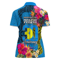 Palau Independence Day Women Polo Shirt 1st October 30th Anniversary Polynesian Jungle Flower LT03 - Polynesian Pride