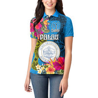 Palau Independence Day Women Polo Shirt 1st October 30th Anniversary Polynesian Jungle Flower LT03 - Polynesian Pride