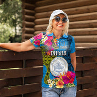 Palau Independence Day Women Polo Shirt 1st October 30th Anniversary Polynesian Jungle Flower LT03 - Polynesian Pride