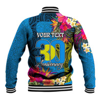 Personalised Palau Independence Day Baseball Jacket 1st October 30th Anniversary Polynesian Jungle Flower LT03 - Polynesian Pride
