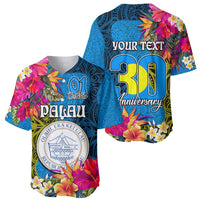 Personalised Palau Independence Day Baseball Jersey 1st October 30th Anniversary Polynesian Jungle Flower LT03 - Polynesian Pride