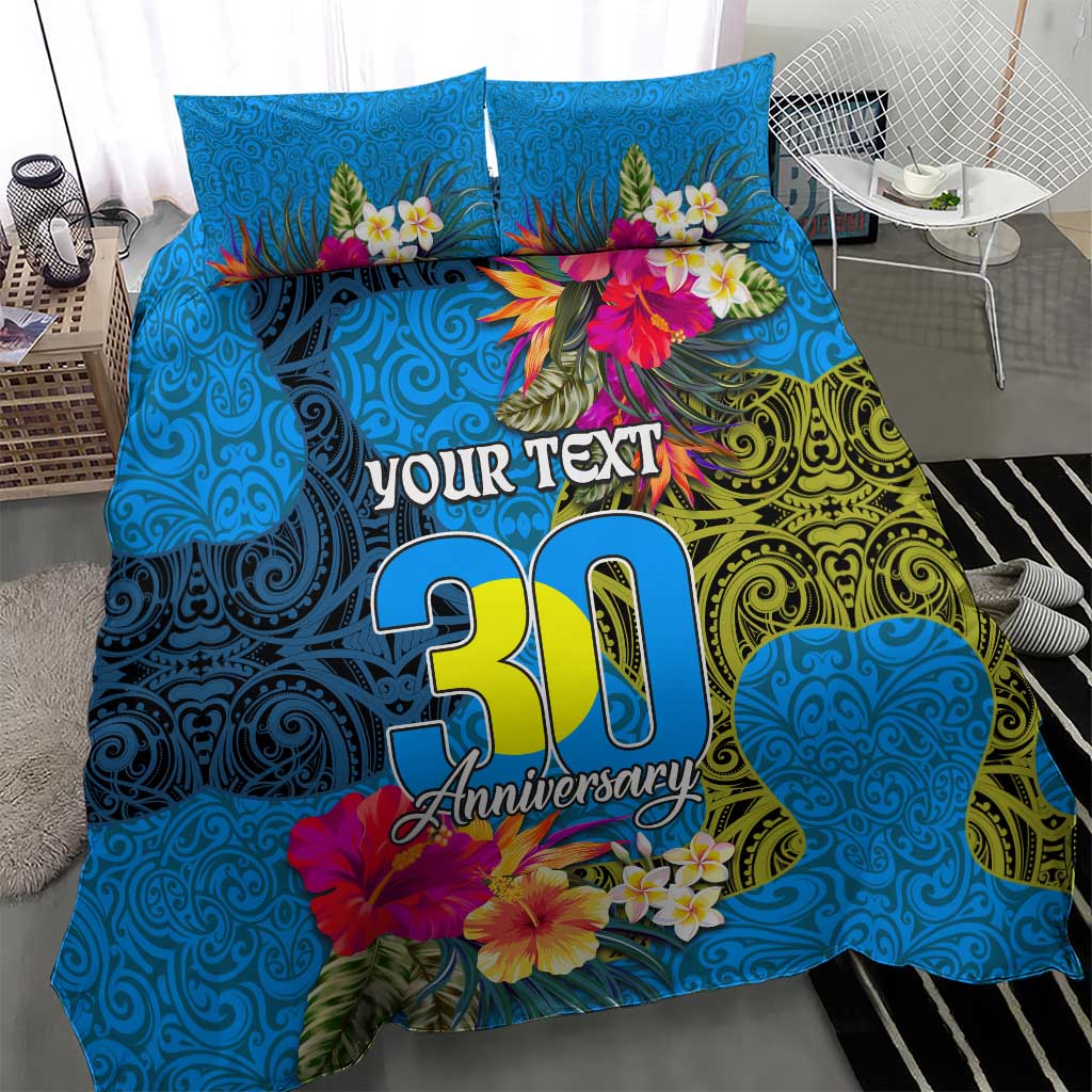 Personalised Palau Independence Day Bedding Set 1st October 30th Anniversary Polynesian Jungle Flower LT03 - Polynesian Pride