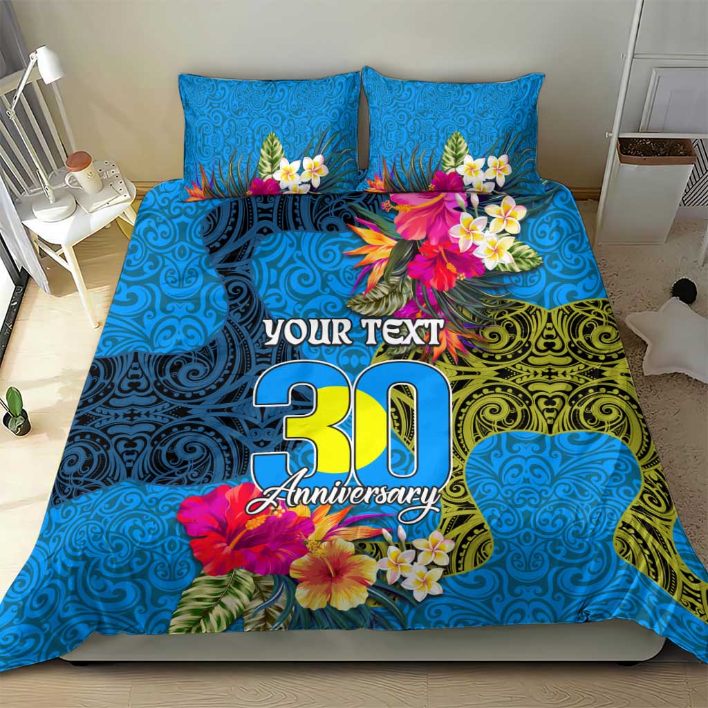 Personalised Palau Independence Day Bedding Set 1st October 30th Anniversary Polynesian Jungle Flower LT03 - Polynesian Pride