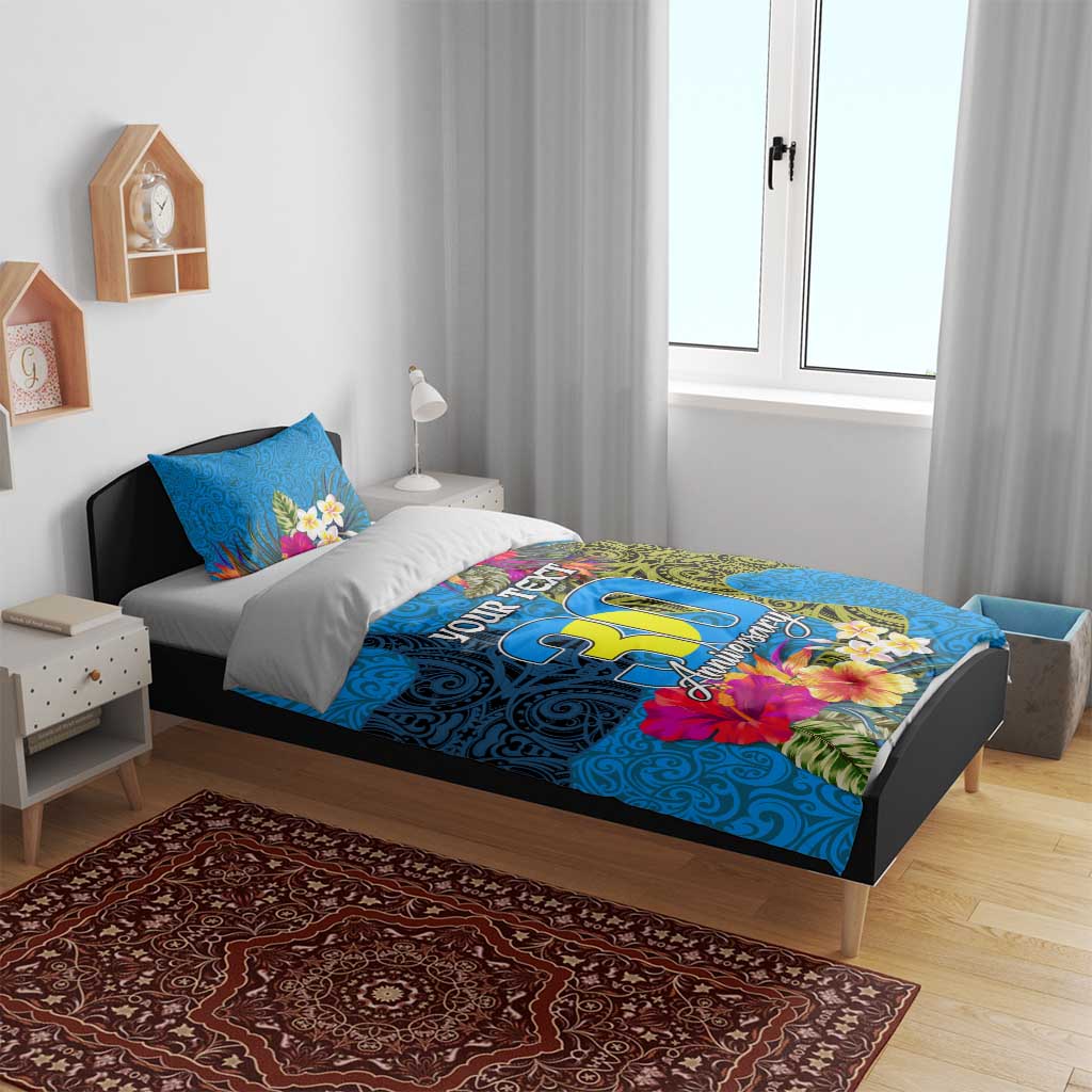 Personalised Palau Independence Day Bedding Set 1st October 30th Anniversary Polynesian Jungle Flower LT03 - Polynesian Pride