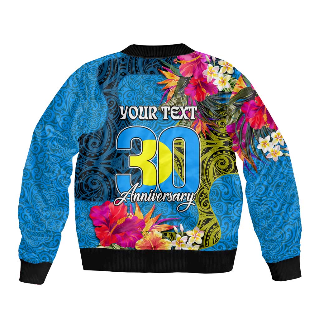 Personalised Palau Independence Day Bomber Jacket 1st October 30th Anniversary Polynesian Jungle Flower LT03 - Polynesian Pride