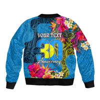 Personalised Palau Independence Day Bomber Jacket 1st October 30th Anniversary Polynesian Jungle Flower LT03 - Polynesian Pride