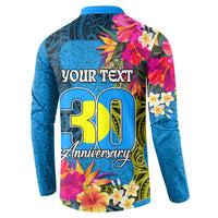 Personalised Palau Independence Day Button Sweatshirt 1st October 30th Anniversary Polynesian Jungle Flower LT03 - Polynesian Pride