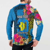 Personalised Palau Independence Day Button Sweatshirt 1st October 30th Anniversary Polynesian Jungle Flower LT03 - Polynesian Pride