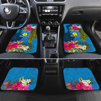 Personalised Palau Independence Day Car Mats 1st October 30th Anniversary Polynesian Jungle Flower LT03 Set 4pcs Blue - Polynesian Pride