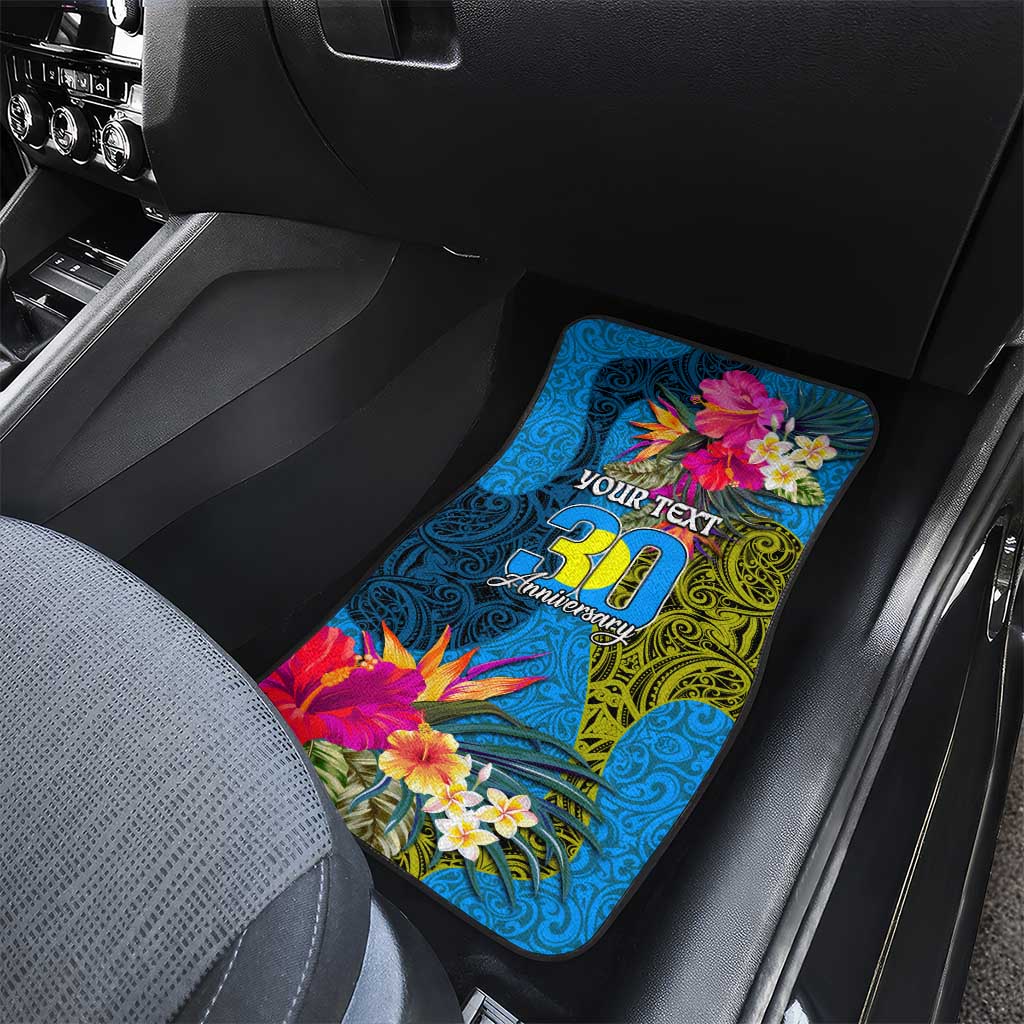 Personalised Palau Independence Day Car Mats 1st October 30th Anniversary Polynesian Jungle Flower LT03 - Polynesian Pride