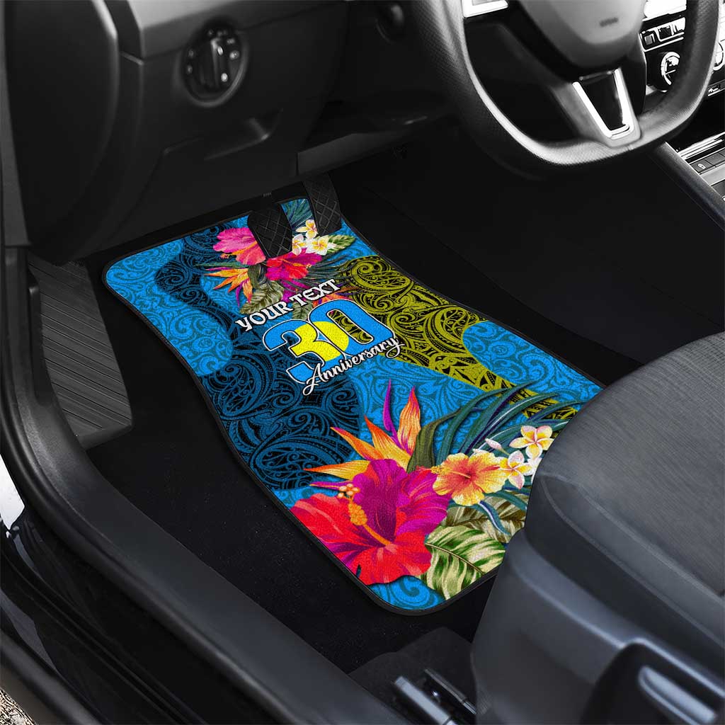Personalised Palau Independence Day Car Mats 1st October 30th Anniversary Polynesian Jungle Flower LT03 - Polynesian Pride