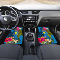 Personalised Palau Independence Day Car Mats 1st October 30th Anniversary Polynesian Jungle Flower LT03 Set 2pcs - Front Blue - Polynesian Pride