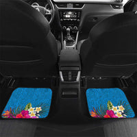 Personalised Palau Independence Day Car Mats 1st October 30th Anniversary Polynesian Jungle Flower LT03 Set 2pcs - Back Blue - Polynesian Pride