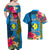 Personalised Palau Independence Day Couples Matching Off Shoulder Maxi Dress and Hawaiian Shirt 1st October 30th Anniversary Polynesian Jungle Flower