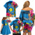 Personalised Palau Independence Day Family Matching Off Shoulder Short Dress and Hawaiian Shirt 1st October 30th Anniversary Polynesian Jungle Flower