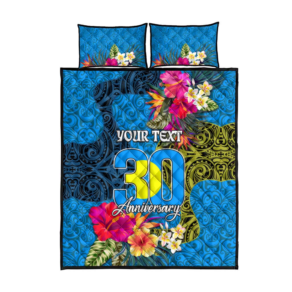 Personalised Palau Independence Day Quilt Bed Set 1st October 30th Anniversary Polynesian Jungle Flower LT03 - Polynesian Pride