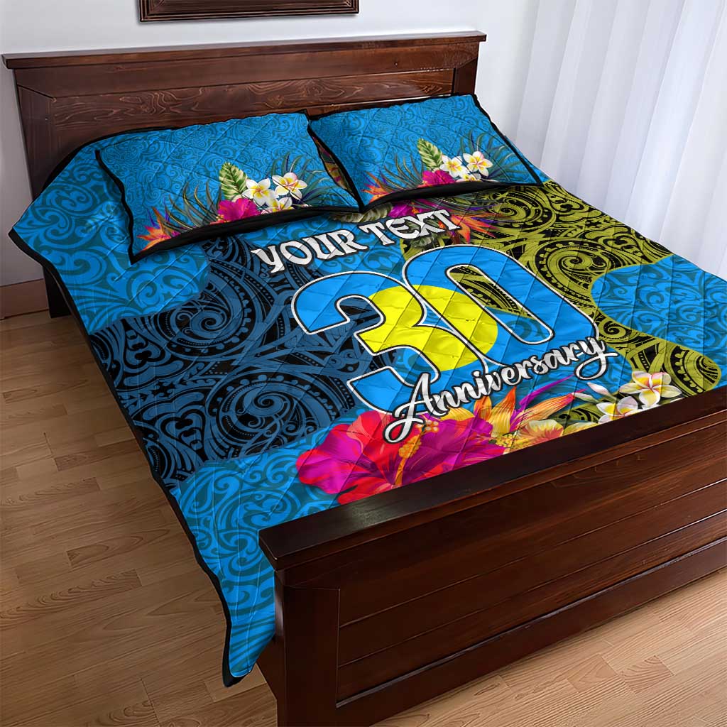 Personalised Palau Independence Day Quilt Bed Set 1st October 30th Anniversary Polynesian Jungle Flower LT03 - Polynesian Pride