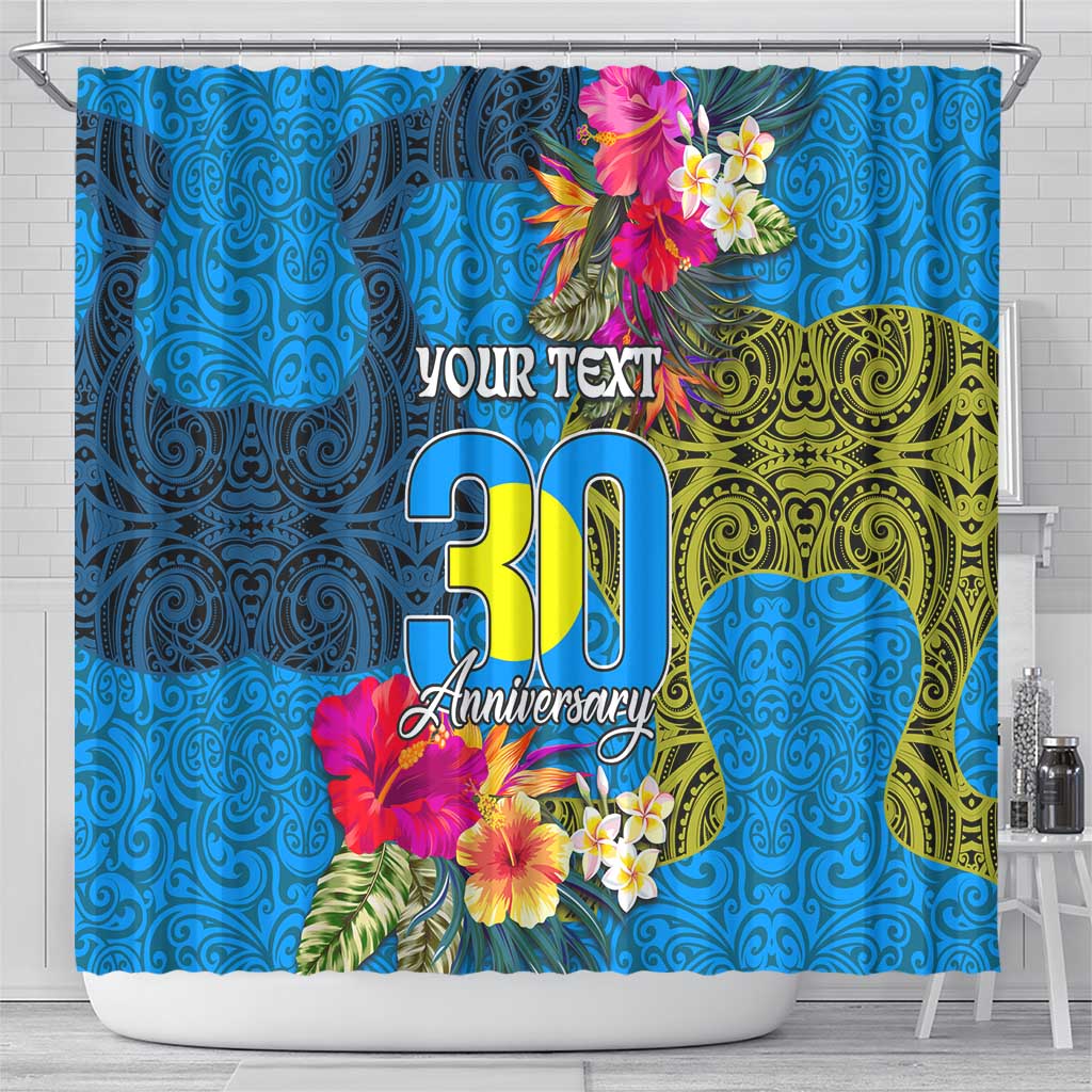 Personalised Palau Independence Day Shower Curtain 1st October 30th Anniversary Polynesian Jungle Flower LT03 - Polynesian Pride