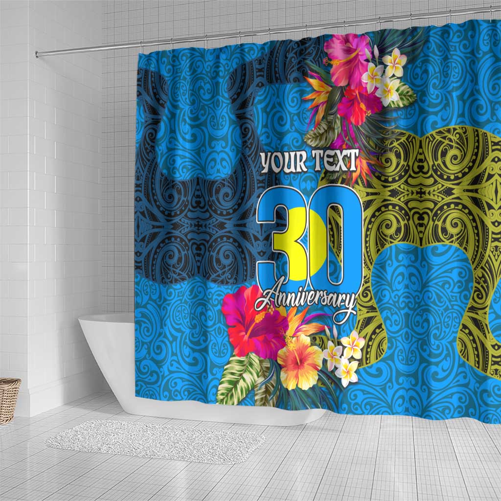 Personalised Palau Independence Day Shower Curtain 1st October 30th Anniversary Polynesian Jungle Flower LT03 - Polynesian Pride