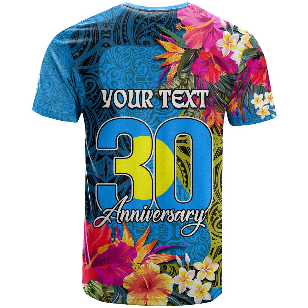 Personalised Palau Independence Day T Shirt 1st October 30th Anniversary Polynesian Jungle Flower LT03 - Polynesian Pride