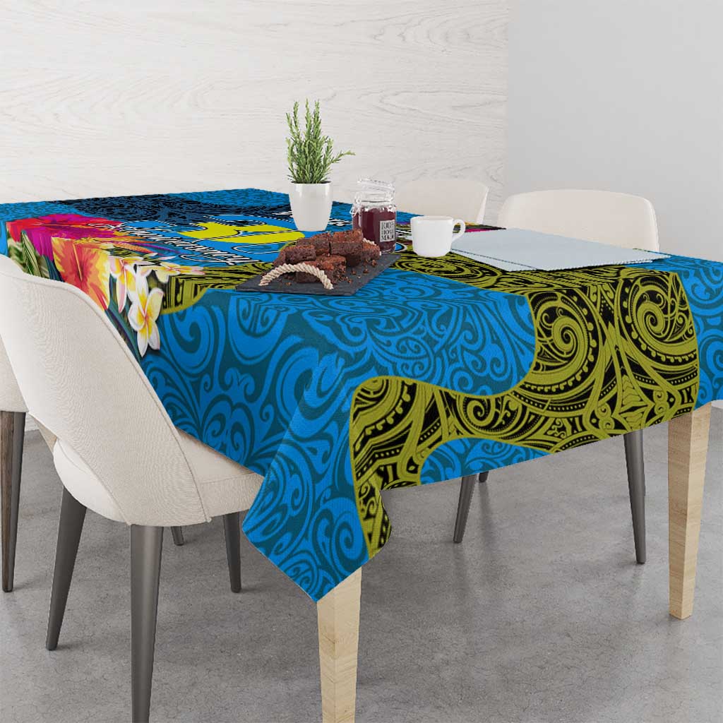 Personalised Palau Independence Day Tablecloth 1st October 30th Anniversary Polynesian Jungle Flower LT03 - Polynesian Pride