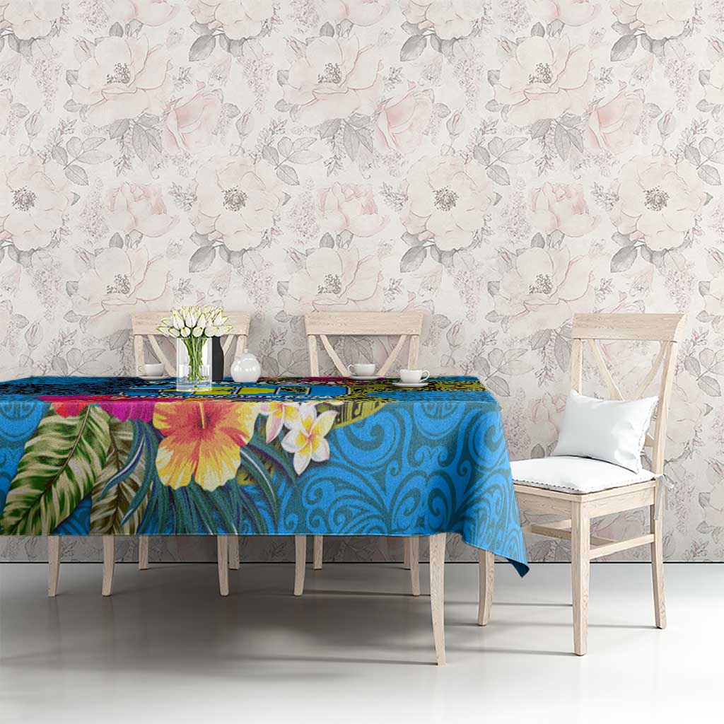Personalised Palau Independence Day Tablecloth 1st October 30th Anniversary Polynesian Jungle Flower LT03 - Polynesian Pride