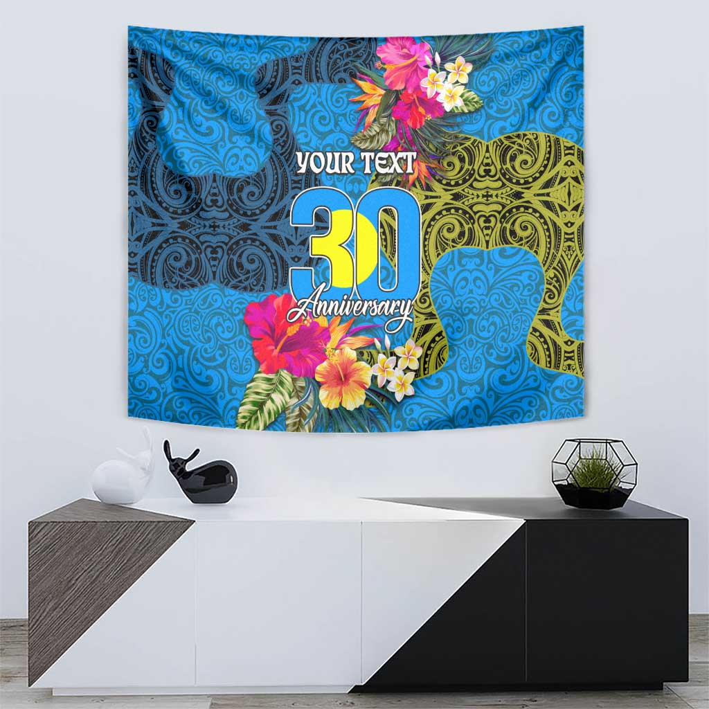 Personalised Palau Independence Day Tapestry 1st October 30th Anniversary Polynesian Jungle Flower LT03 - Polynesian Pride