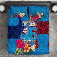 Tuvalu Independence Day Bedding Set 1st October 46th Anniversary Polynesian Jungle Flower LT03 Blue - Polynesian Pride