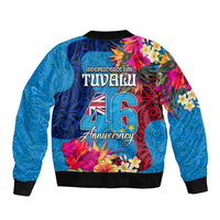Tuvalu Independence Day Bomber Jacket 1st October 46th Anniversary Polynesian Jungle Flower LT03 - Polynesian Pride