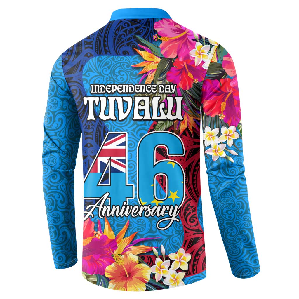 Tuvalu Independence Day Button Sweatshirt 1st October 46th Anniversary Polynesian Jungle Flower LT03 - Polynesian Pride
