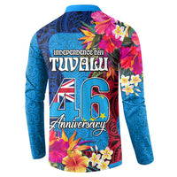 Tuvalu Independence Day Button Sweatshirt 1st October 46th Anniversary Polynesian Jungle Flower LT03 - Polynesian Pride