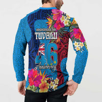 Tuvalu Independence Day Button Sweatshirt 1st October 46th Anniversary Polynesian Jungle Flower LT03 - Polynesian Pride