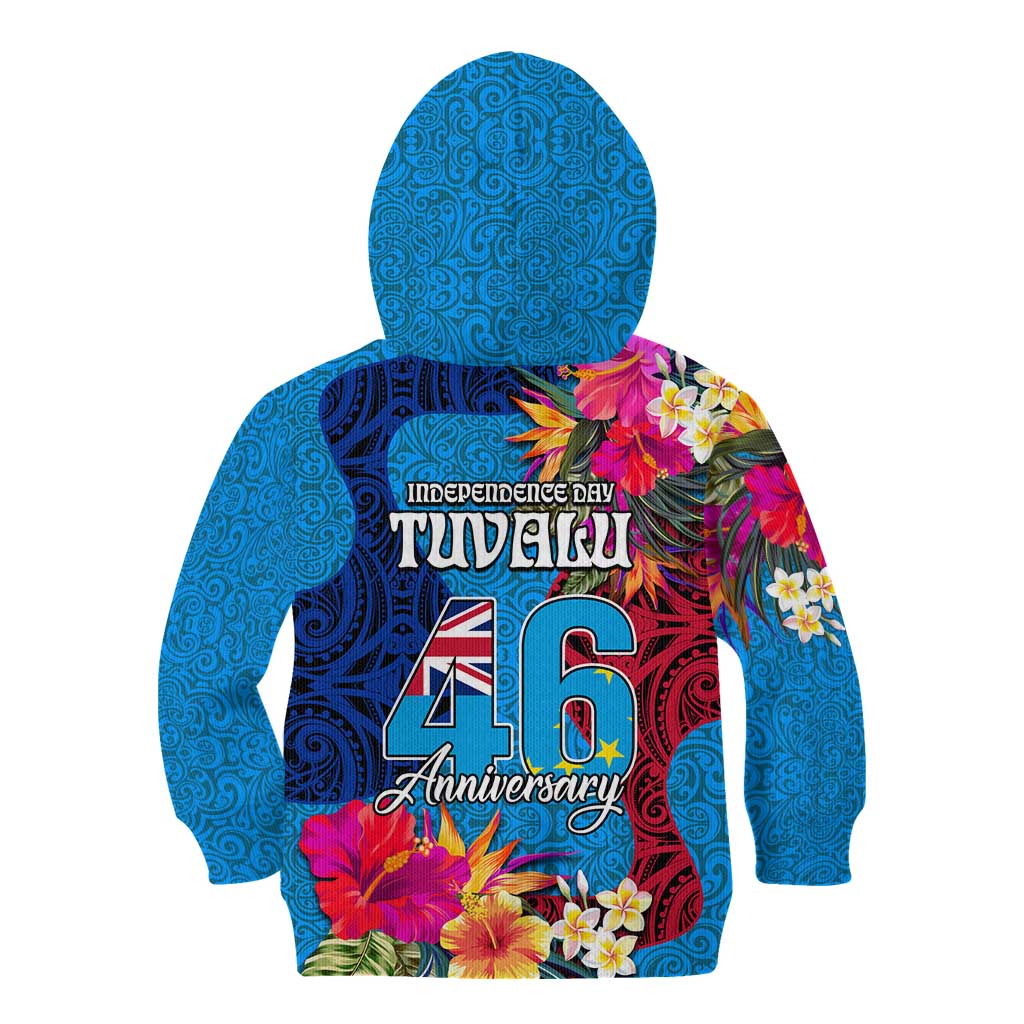 Tuvalu Independence Day Kid Hoodie 1st October 46th Anniversary Polynesian Jungle Flower LT03 - Polynesian Pride