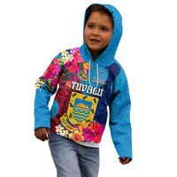 Tuvalu Independence Day Kid Hoodie 1st October 46th Anniversary Polynesian Jungle Flower LT03 - Polynesian Pride