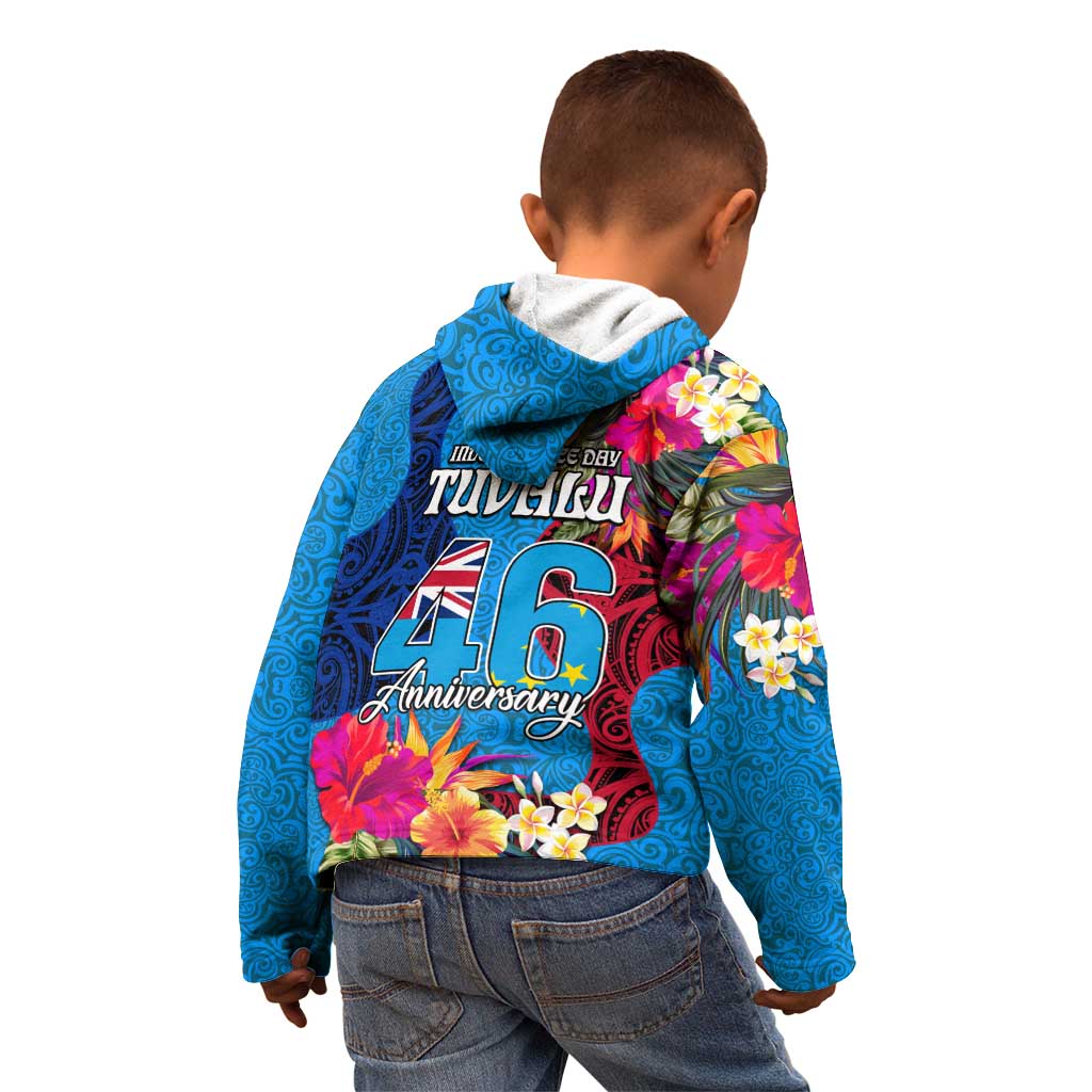 Tuvalu Independence Day Kid Hoodie 1st October 46th Anniversary Polynesian Jungle Flower LT03 - Polynesian Pride