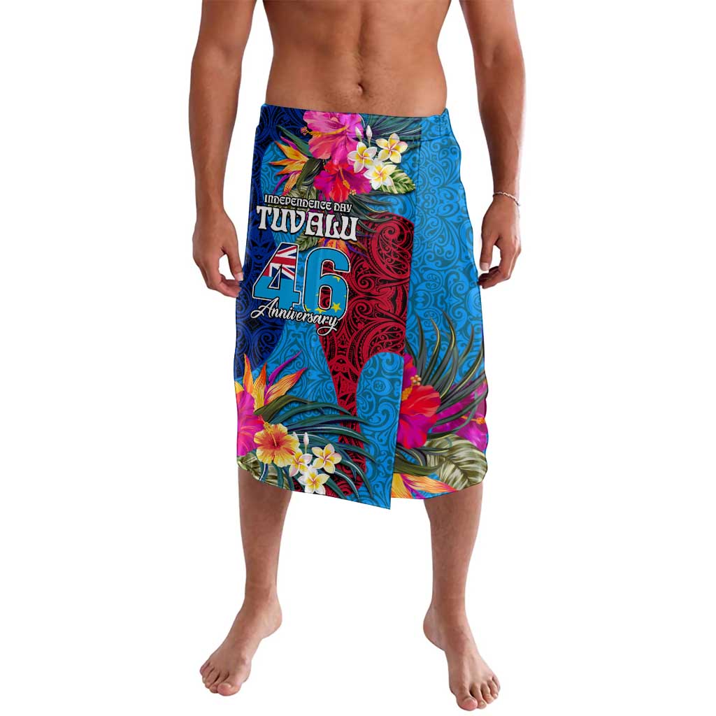 Tuvalu Independence Day Lavalava 1st October 46th Anniversary Polynesian Jungle Flower LT03 Blue - Polynesian Pride