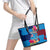 Tuvalu Independence Day Leather Tote Bag 1st October 46th Anniversary Polynesian Jungle Flower