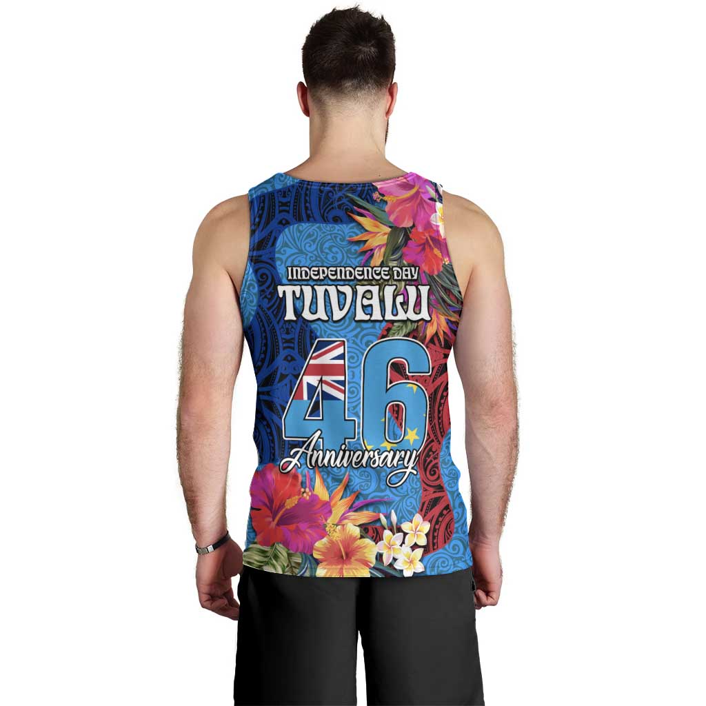 Tuvalu Independence Day Men Tank Top 1st October 46th Anniversary Polynesian Jungle Flower LT03 - Polynesian Pride