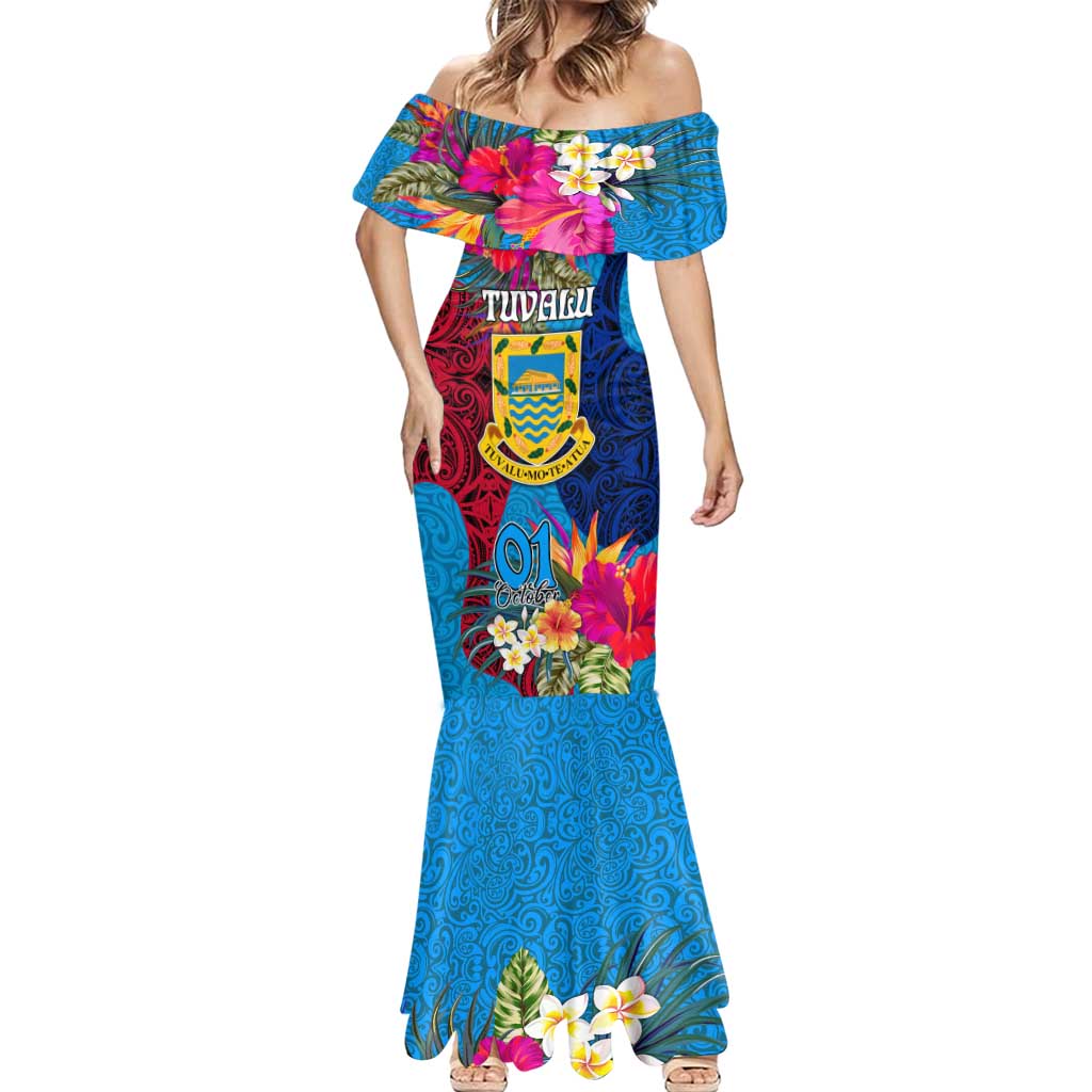 Tuvalu Independence Day Mermaid Dress 1st October 46th Anniversary Polynesian Jungle Flower LT03 - Polynesian Pride