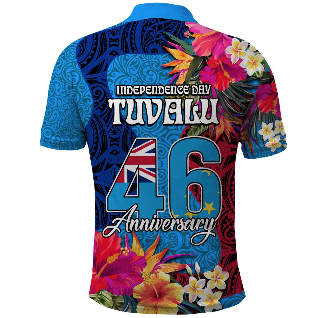 Tuvalu Independence Day Polo Shirt 1st October 46th Anniversary Polynesian Jungle Flower LT03 - Polynesian Pride