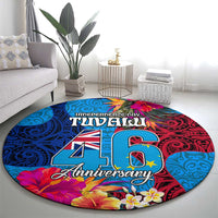 Tuvalu Independence Day Round Carpet 1st October 46th Anniversary Polynesian Jungle Flower LT03 - Polynesian Pride