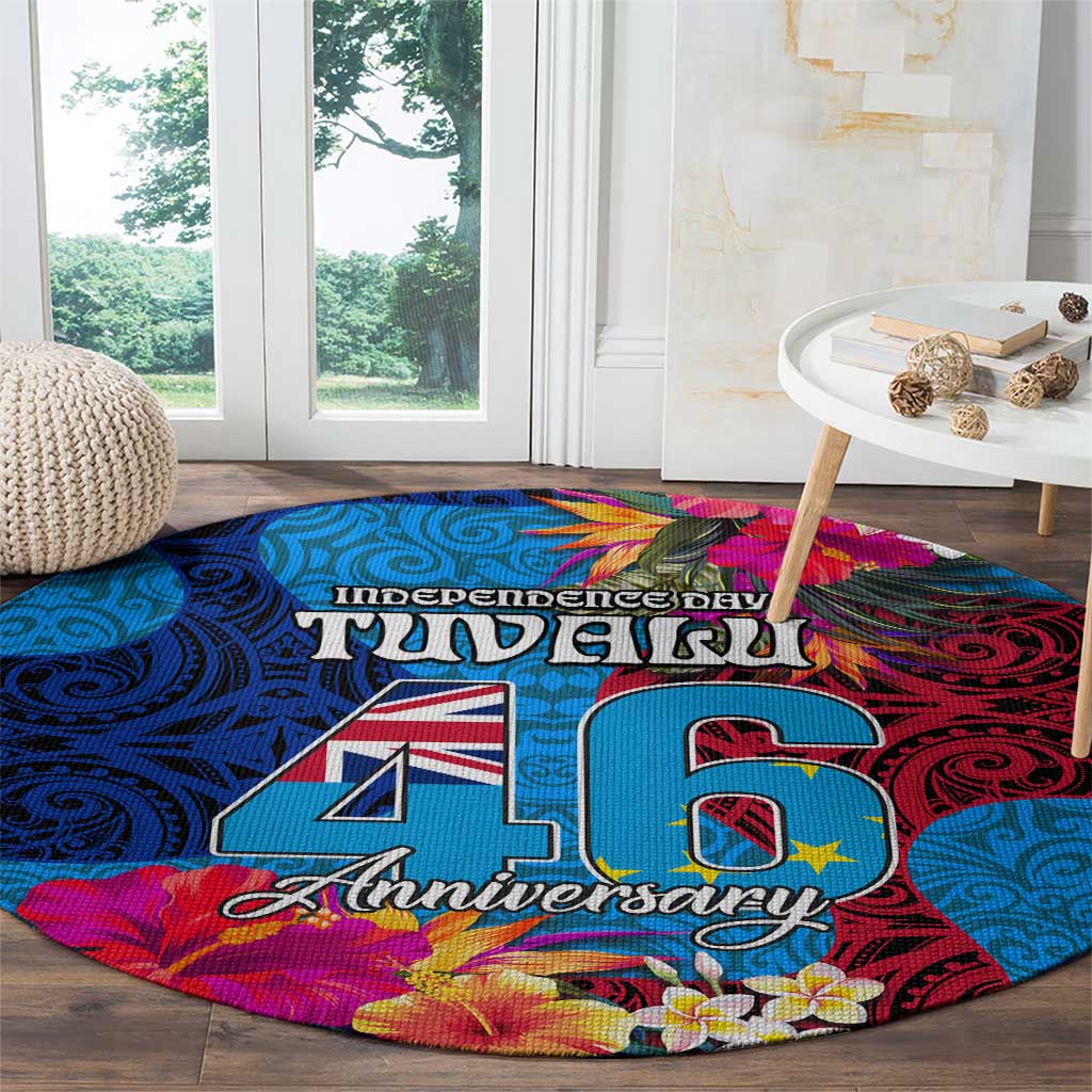 Tuvalu Independence Day Round Carpet 1st October 46th Anniversary Polynesian Jungle Flower LT03 - Polynesian Pride