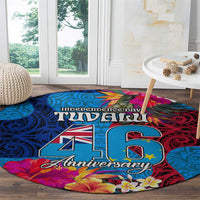 Tuvalu Independence Day Round Carpet 1st October 46th Anniversary Polynesian Jungle Flower LT03 - Polynesian Pride