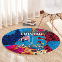 Tuvalu Independence Day Round Carpet 1st October 46th Anniversary Polynesian Jungle Flower LT03 - Polynesian Pride