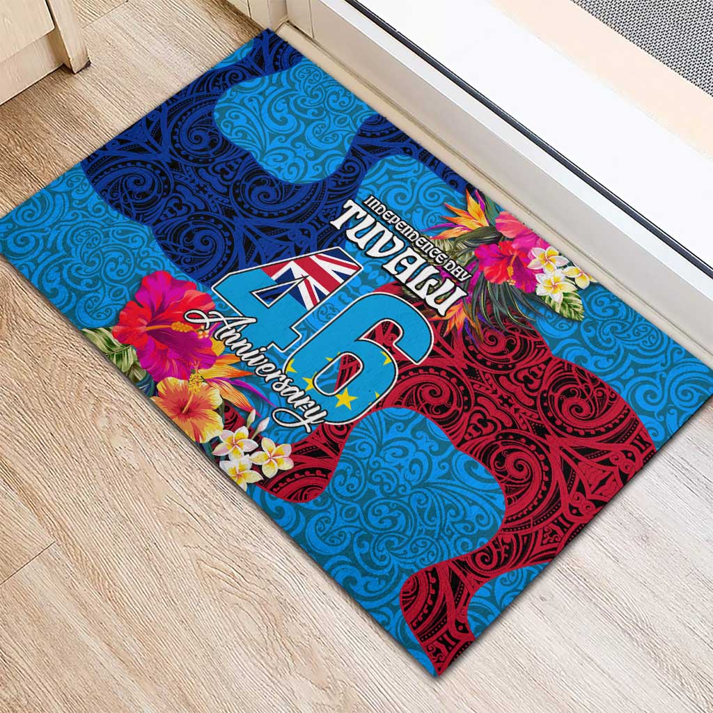 Tuvalu Independence Day Rubber Doormat 1st October 46th Anniversary Polynesian Jungle Flower LT03 - Polynesian Pride